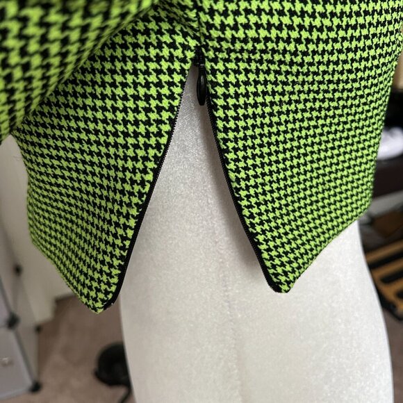 Zara Neon Green Black Houndstooth Corset Crop Top Size Medium - Picture 11 of 13